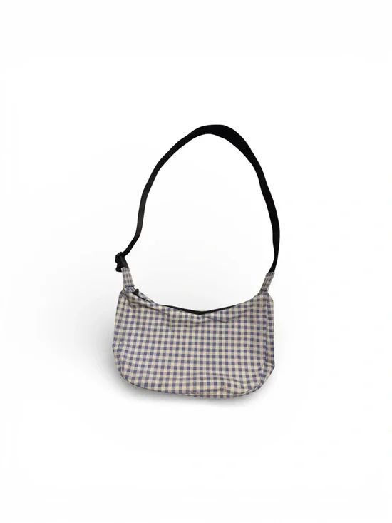 Baggu Pansy Blue Gingham Medium Nylon Crescent Bag Urban Outfitters Exclusive UO - Picture 2 of 3